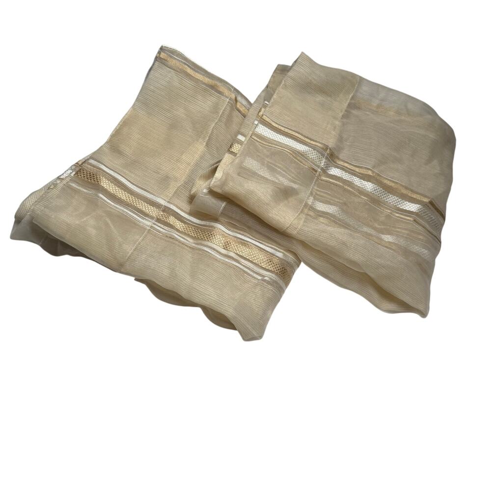 Cindy Crawford Style Gold Sheer Tab Valances Set of 2 - 40”x22” Classic Elegance